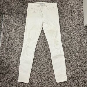 Zara white stretchy skinny slightly distressed Trafaluc jeans